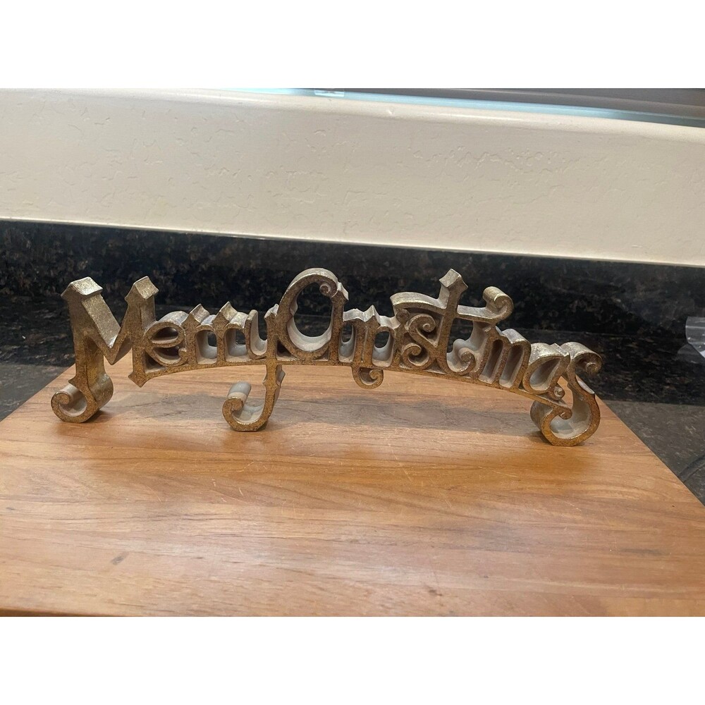 Gold Merry Christmas mental piece.